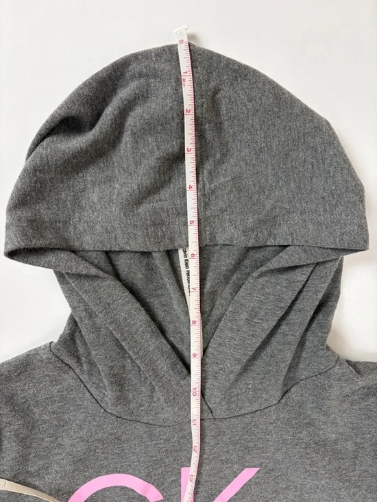 Calvin Klein Performance Gray Hooded Sweatshirt Dress CK Logo Girl XL/16 Pockets - Picture 16 of 16